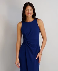 Siena Women's Ruched Side-Twist Sleeveless Midi Dress