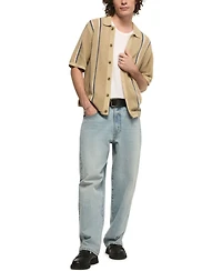 Lucky Brand's Men's Stripe Button-Front Short-Sleeve Sweater