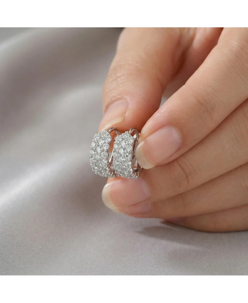 One of a Kind White Gold Plated Cubic Zirconia 13mm Hoop Earrings