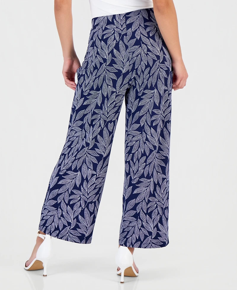 Anne Klein Essentials Petite Printed High Rise Pull-On Pants