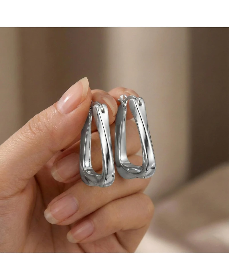 Wavy Twisted Hoop Earrings in White Gold Plated or 14K Gold Plated