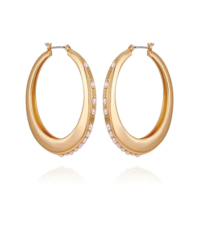 Guess Glass Stone & Imitation Pearl Hoop Earrings