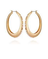 Guess Glass Stone & Imitation Pearl Hoop Earrings