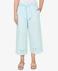 Ruby Rd. Plus Poplin Eyelet Trim Pull On Capri Pants