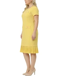 Ny Collection Plus Short Sleeve Pleat Hem Dress