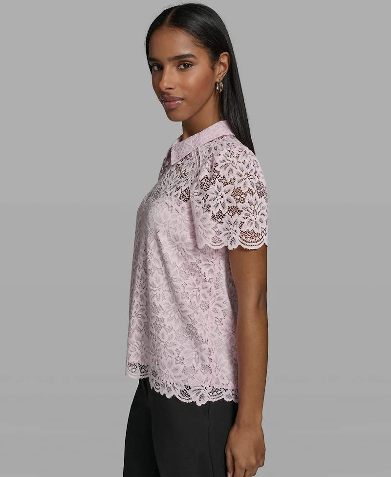 Karl Lagerfeld Paris Women's Short-Sleeve Woven Blouse