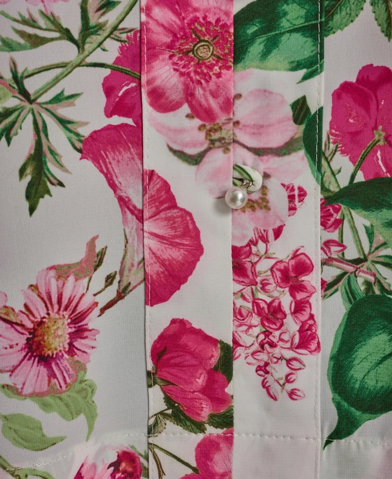 Karl Lagerfeld Paris Women's Short-Sleeve Collared Blouse