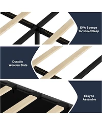 Gaomon Platform Bed Frame, Fabric Upholstered with 4 Storage Drawers, No Box Spring Needed, Wooden Slats Support, Noise Free