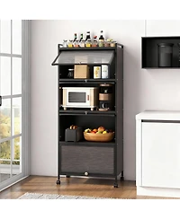 Yigii 5-Tier Rolling Kitchen Storage Cabinet with Flip Doors and Casters
