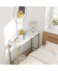 gaomon Console Table with Outlet & Usb Ports, Narrow Sofa Table, Industrial Entryway Table with Charging Station