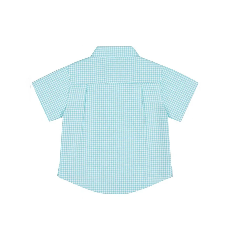 Florence Eiseman Toddler Boys Gingham Linen Look Camp Shirt