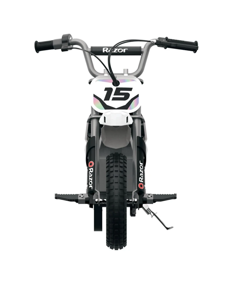 Razor MX400 Dirt Rocket 24V Ride On High-Torque Electric Motocross Motorcycle Toy Dirt Bikes, Speeds up to 14 Mph, for Ages 13+, 1 White & 1 Green