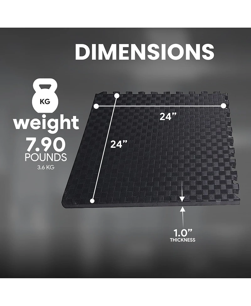 BalanceFrom Fitness Foam Interlocking Exercise Floor Mat, 24 Square Feet, Black