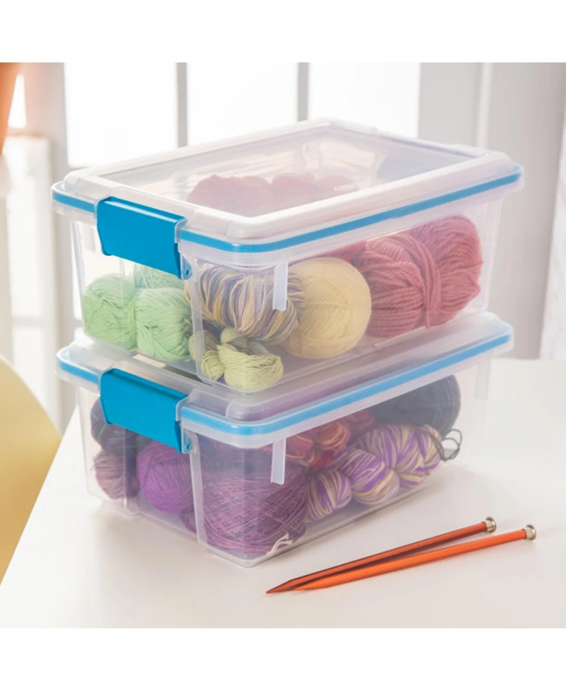 Sterilite 12 Qt Plastic Storage Bin Container Clear Gasket Sealed Box, (6 Pack)