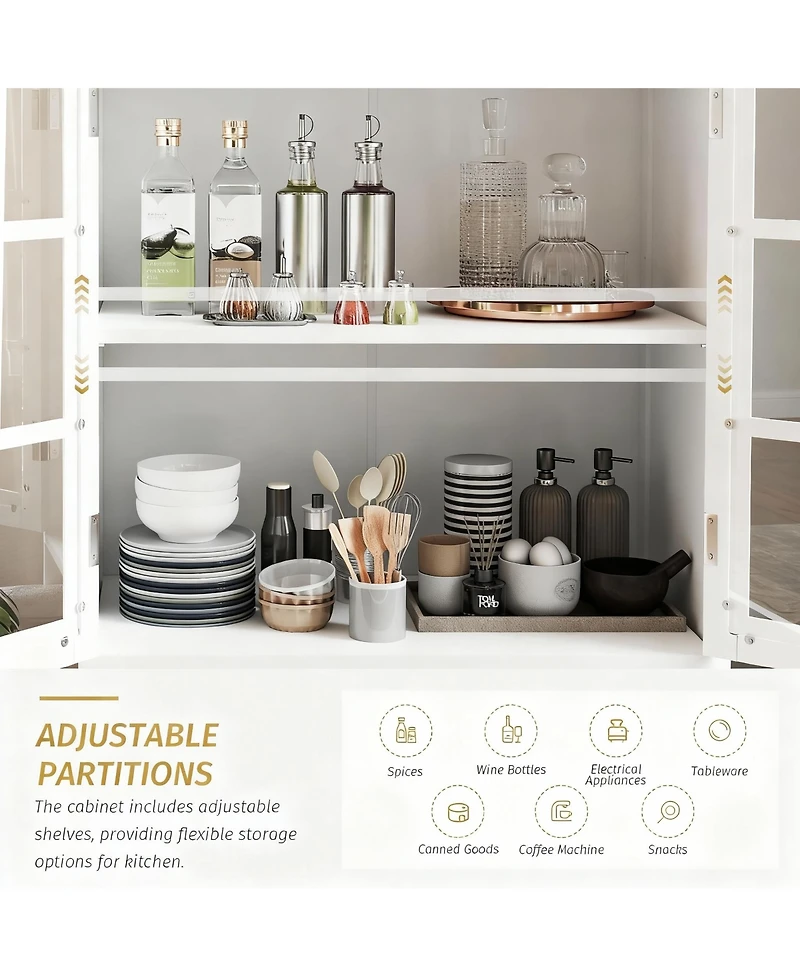 Yigii 36" Kitchen Sideboard Cabinet with Glass Doors and Drawer
