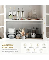 Yigii 36" Kitchen Sideboard Cabinet with Glass Doors and Drawer