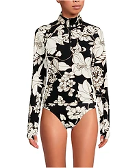 Lands' End Women's SunShade Upf 50 Quarter Zip Rash Guard