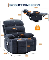 gaomon 360°Swivel Rocker Recliner Chair for Adult,Massage and Heat Swivel Rocker Recliner Chair w/Adjustable Backrest and Footrest for Adult