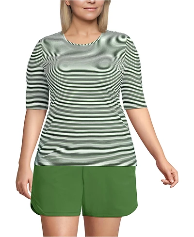 Lands' End Plus SunShade Upf 50 Elbow Sleeve Rash Guard Swim Tee