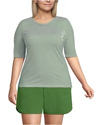 Lands' End Plus SunShade Upf 50 Elbow Sleeve Rash Guard Swim Tee