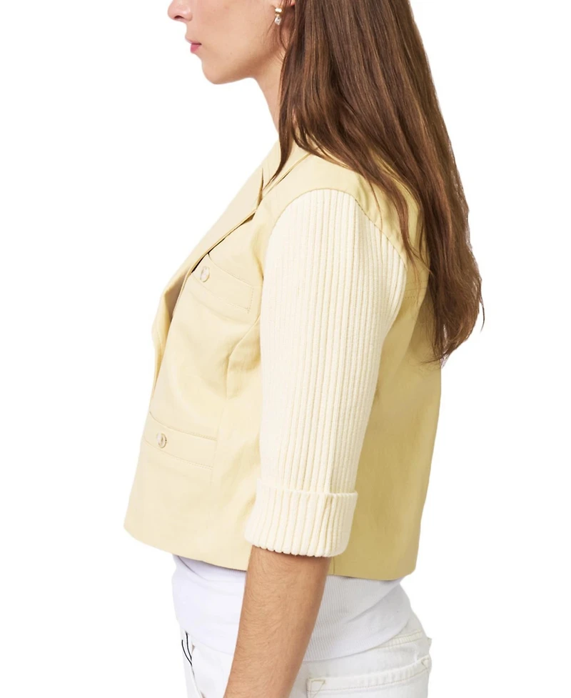 Central Park West Women's Ophelia Cropped X Sweater Jacket