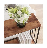 gaomon Console Table, Sofa Tables Narrow Entryway Table with Glass Shelf and Metal Frame, 415" Behind Couch Industrial Hallway for Living