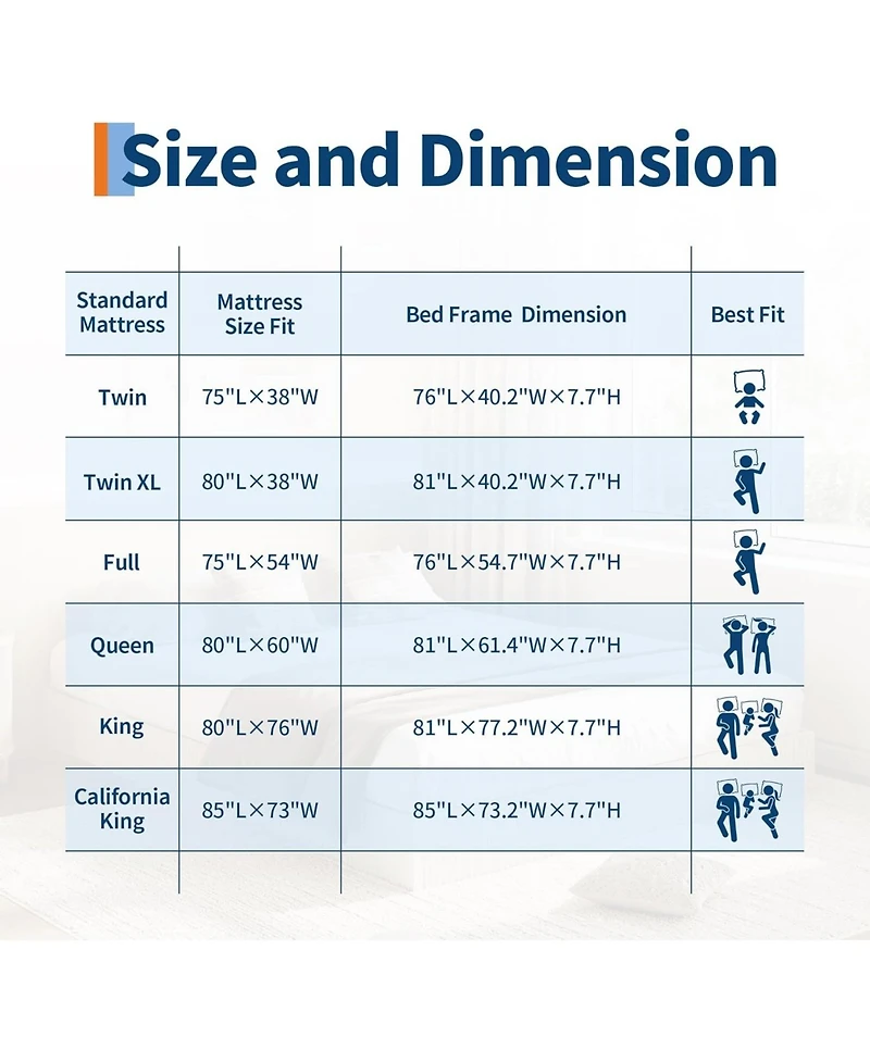gaomon Twin Bed Frame, Wood Platform Bed with Fluted Design, Low Profile BedFrame, Minimalist Bed Base with Noise-Free, Easy Assembly