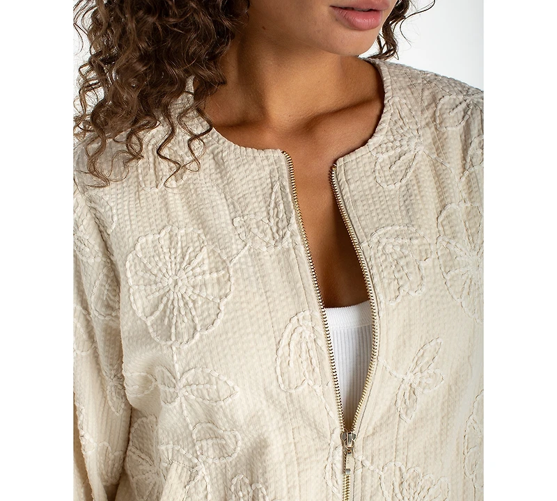 Liverpool Los Angeles Women's Collarless Long-Sleeve Bomber Jacket