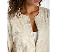 Liverpool Los Angeles Women's Collarless Long-Sleeve Bomber Jacket