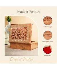 Yigii Handcrafted Celtic Wooden Treasure Chest for Jewelry & Keepsakes