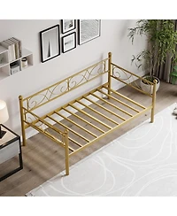 gaomon Twin Size Metal Daybed Frame with Heavy Duty Metal Slats, Modern Day Bed, Mattress Foundation Platform Sofa Bed with Headboard for Bedroom