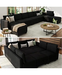 Gaomon Modular Sofa Sectional Sleeper Couch with 2 Ottomans, 9 Seat Convertible U Shaped Modular Sofa with Storage