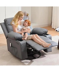 gaomon Swivel Rocker Recliner Chair with Massage and Heat, Oversized Glider Recliner Nursery Chair,Single Sofa Seat