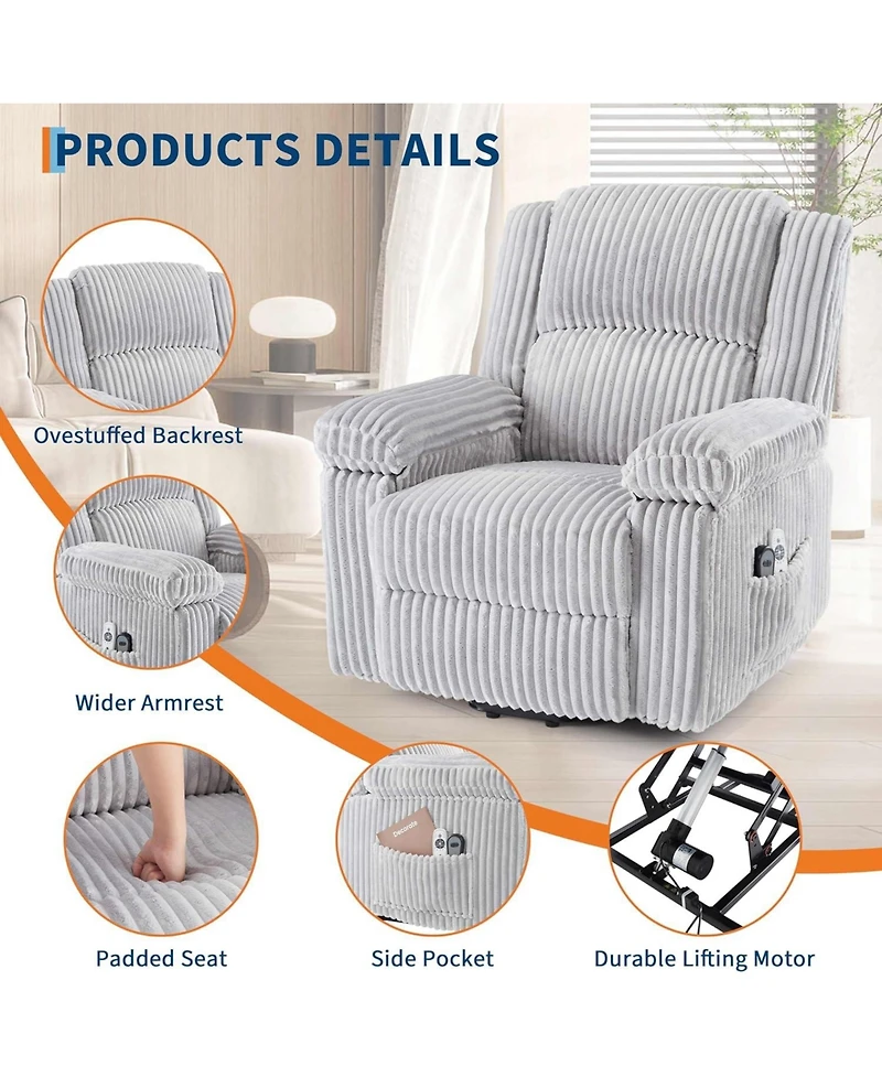 gaomon Power Lift Recliner Chair - Heat and Massage, Electric Lift Plush Recliner with Soft Padded Seat, Back Support & Armrests