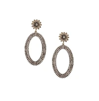Sohi Maxi Daisy Intricate Oval Drop Earrings