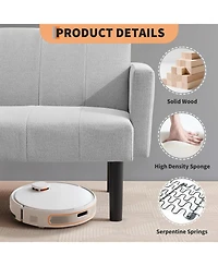 gaomon 75.5” Convertible Futon Sofa Bed, Linen Flannel Small Couch Sofa with Wood Legs & 700lbs Capacity