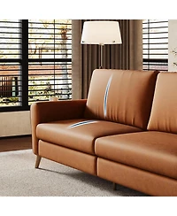 gaomon 84" Sofa, 3 Seater Couch for Living Room, Modern Loveseat, Pu Leather Sofa with Deep Seats and Wide Armrests, Wood Legs, Easy Assembly