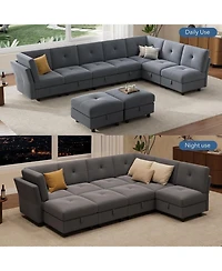 gaomon Modular Sectional Sofa, 143.8 Inch Sectionals Couch U Shaped Sofa with Storage Ottoman, 9 Seat Comfy Sectional Couches