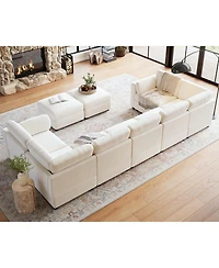 gaomon L-Shaped Modular Sectional Sofa, Oversized 9 Seat Couch with 2 Storage Ottoman, 2 Pillows, Modern Deep Seat Comfy Couch