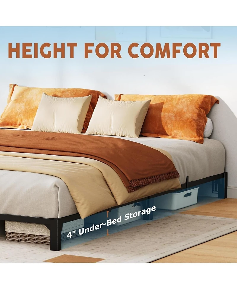 gaomon 6 in Bed Frame, Heavy Duty Metal Platform Bed Frame with Durable Iron Slat Support and Legs, No Box Spring Required, Support Up to 800 Lbs