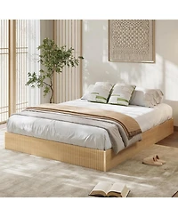 gaomon Full Bed Frame, Wood Platform Bed with Fluted Design, Low Profile BedFrame, Minimalist Bed Base with Noise-Free