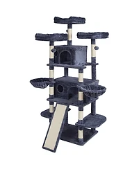Aostirmotor 68.5" Cat Tree Tower for Indoor Cats with Condos & Scratching Posts, Multi-Level Cat Furniture
