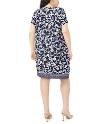 Msk Plus Printed O-Ring Shift Dress