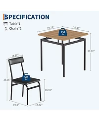 gaomon 3Pcs Small Kitchen Table Set for 2, Wooden Dining Farmhouse with and Chair Rooms or Flats