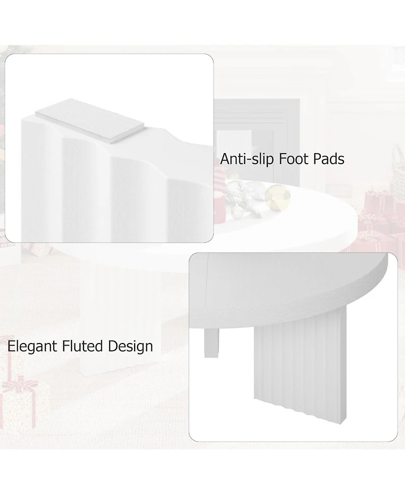 gaomon 335" Round Coffee Table, Circle Center Table with Fluted Legs & 13" Thick Top, Accent Cocktail Tables for Living Room, Bedroom, Easy