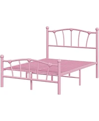 gaomon Full Kids Bed Frame with Headboard & Footboard, Heart-Shaped Metal Platform Bed, Strong Steel Slats, Noise-Free, No Box Spring