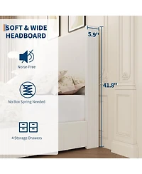 gaomon Queen Bed Frame with Storage Drawers, Corduroy Upholstered Platform Wingback, Tufted Headboard and Footboard