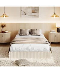 gaomon Wood Platform Bed Frame, Modern Fluted Design, Low Profile, Sturdy Support