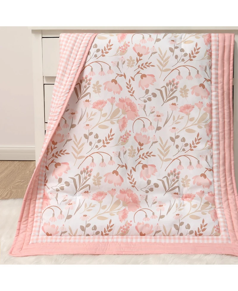 The Peanutshell Crib Bedding Set for Baby Girls, Whimsical Floral, 3 Pieces