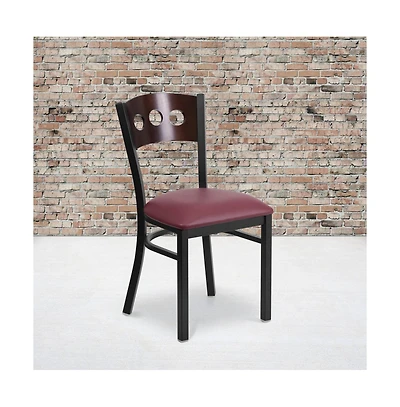 Emma+Oliver Decorative 3 Circle Back Metal Restaurant Dining Chair